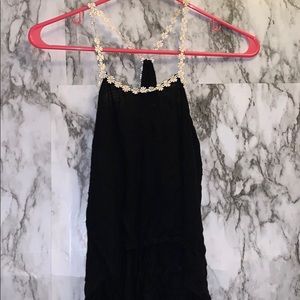 Black tank with flower straps